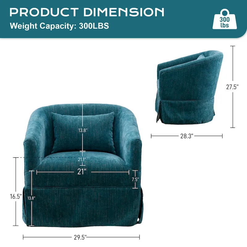 Ouyessir Upholstered Swivel Barrel Chair 360 Degree Accent Chair Fabric Armchair