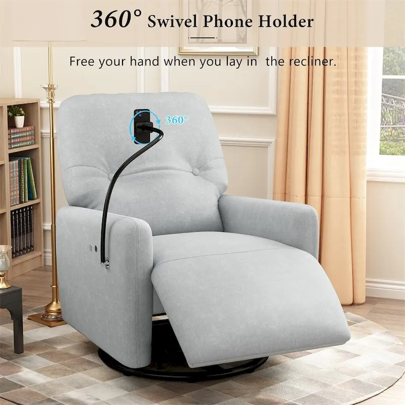 270 Degree Swivel Electric Recliner with a Phone Holder