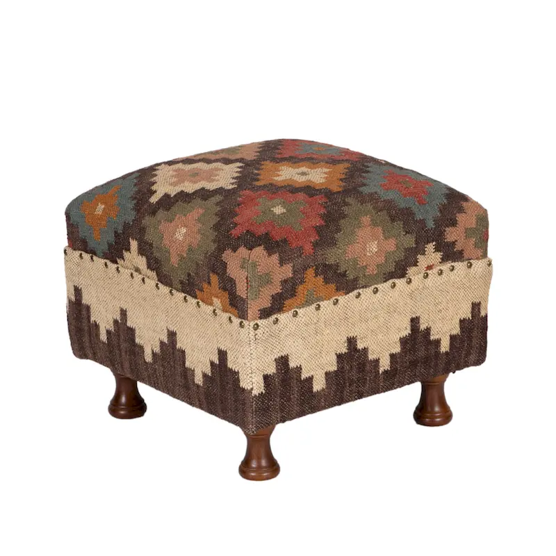 HERAT ORIENTAL Handmade Upholstered Ottoman Stool