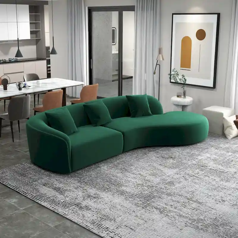 Gallar Japandi Style Luxury Modern Velvet Curved Sofa