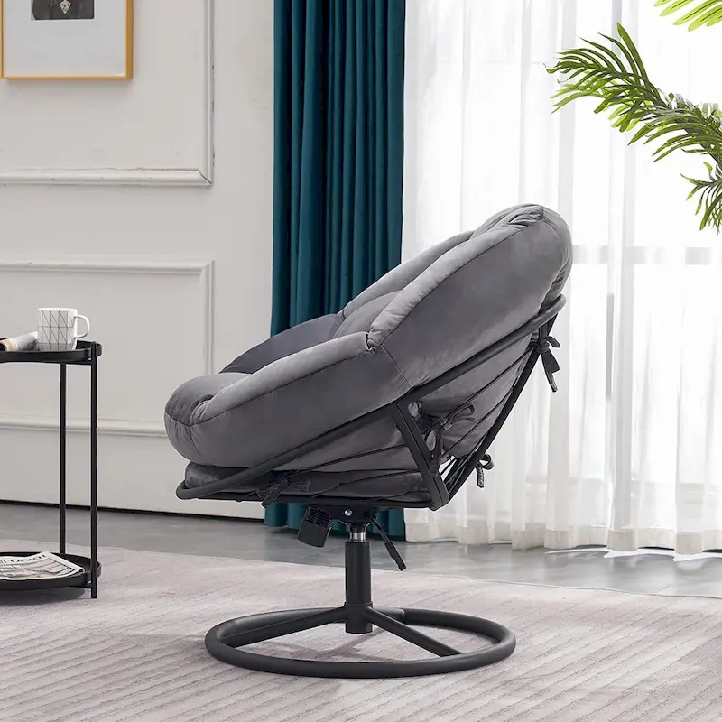 MCombo Gas Lift Swivel Papasan Chair with Height Adjustment, Velvet HQ405