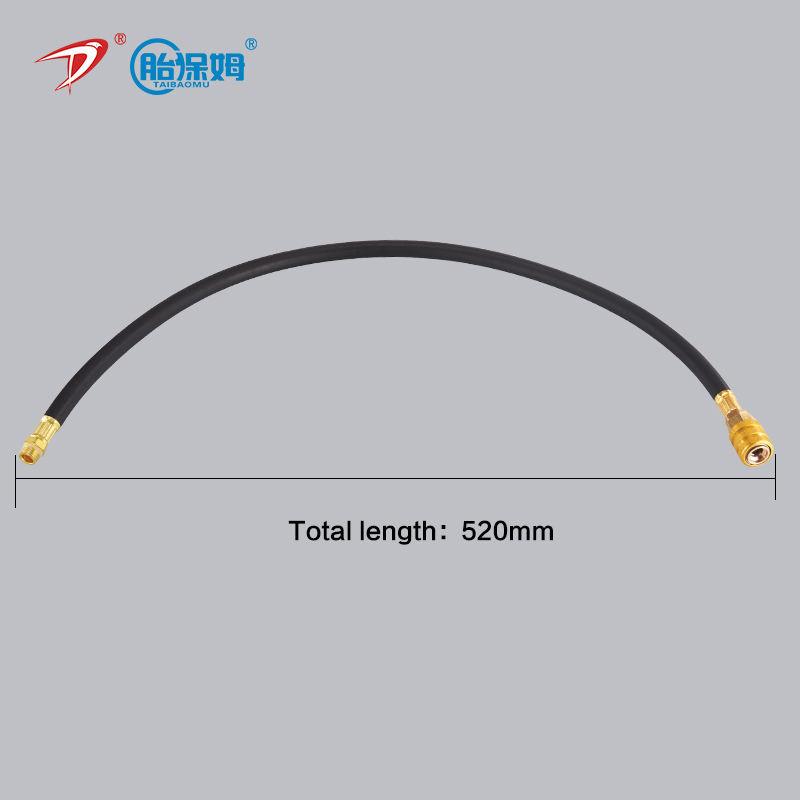 520mm Soft Flexible High Pressure Tire Inflation Hose with Lock-On Air Chuck Clamp Hand Tool Rubber Silicone
