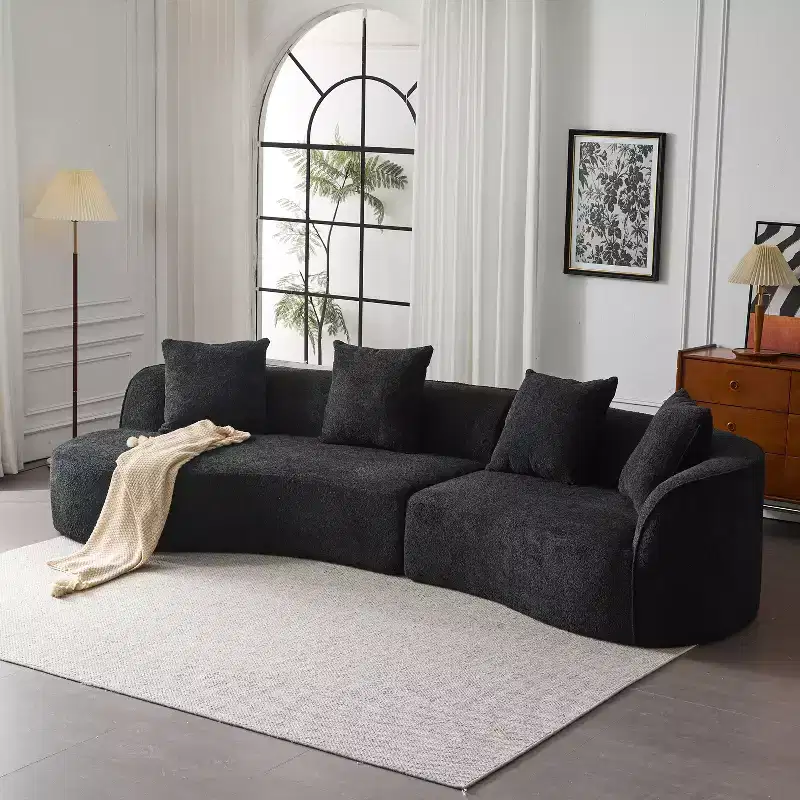 Christopher Knight Home Hailey 126 Modern Boucle Upholstered 5 Seater Curved Sectional Sofa with Pillows