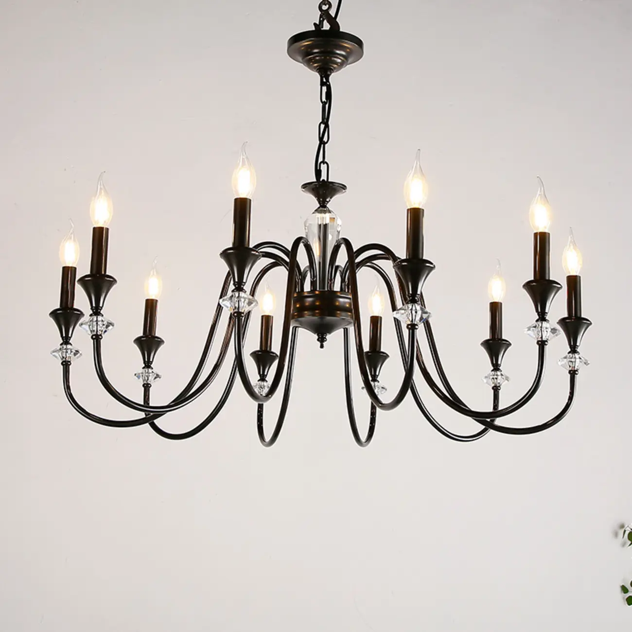 Industrial Black Glass Candelabra Chandelier in 3-10 Lights