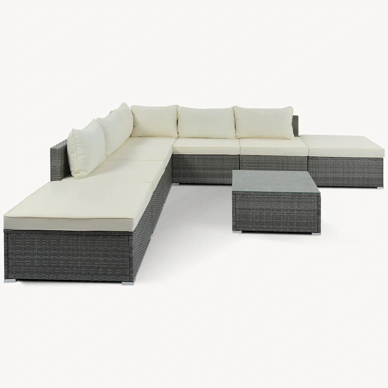 8-Piece Wicker Modular Sectional Sofa Set with Coffee Table