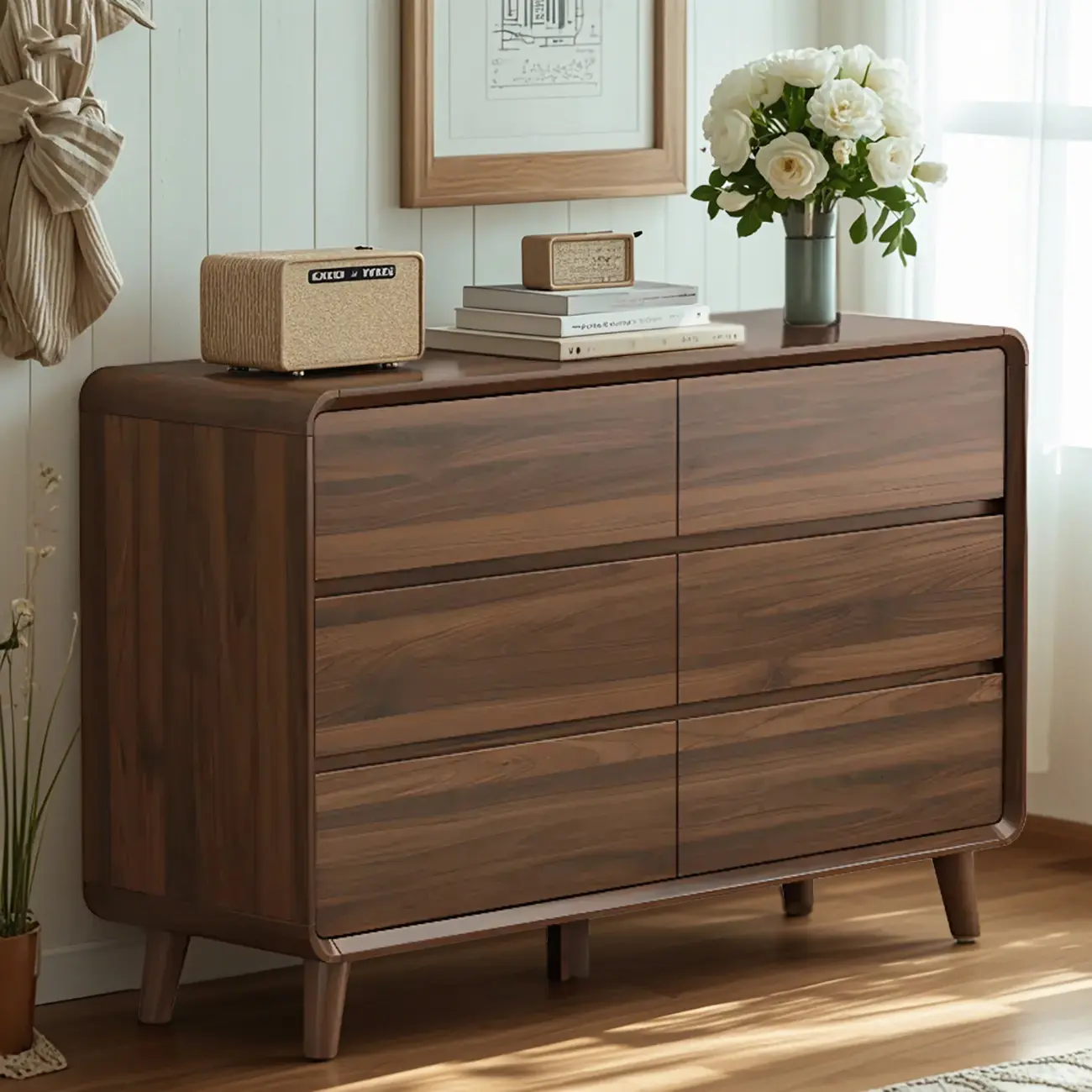 3 Tiers Rustic Square Brown Wood Dresser