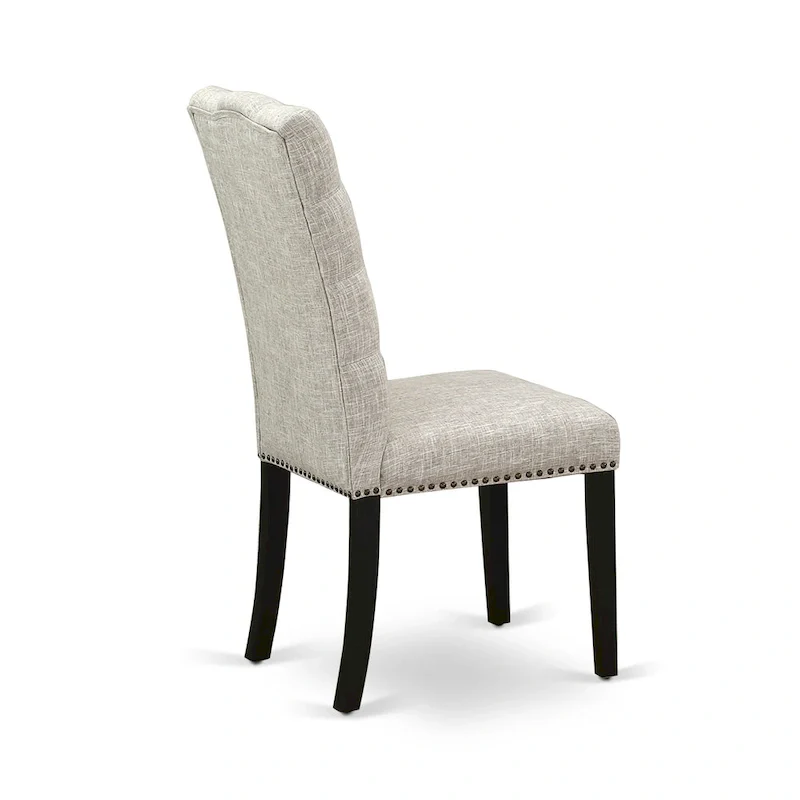 3 Piece Dining Table Set Contains a Round Dining Table and 2 Linen Fabric Parson Chairs, (Finish Options)