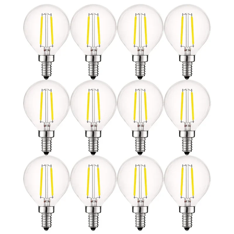 Luxrite 4W Vintage G16.5 LED Globe Bulbs Dimmable, 5000K Bright White, 400 Lumens, E12 LED Bulb 40W Equivalent, 12 Pack