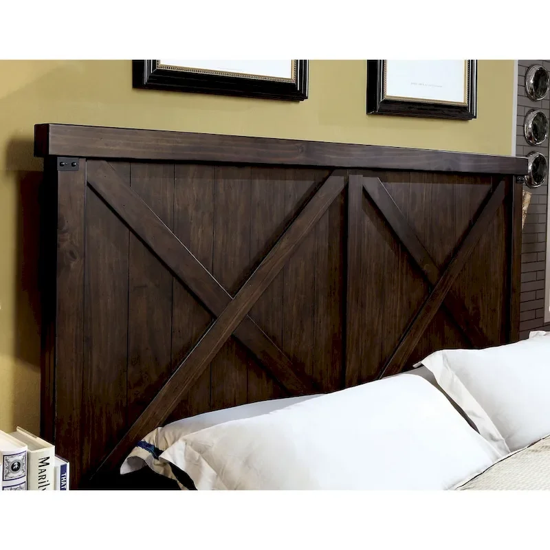 Epona Rustic Dark Walnut Wood 2-Piece Panel Bed and Nightstand Set by The Gray Barn
