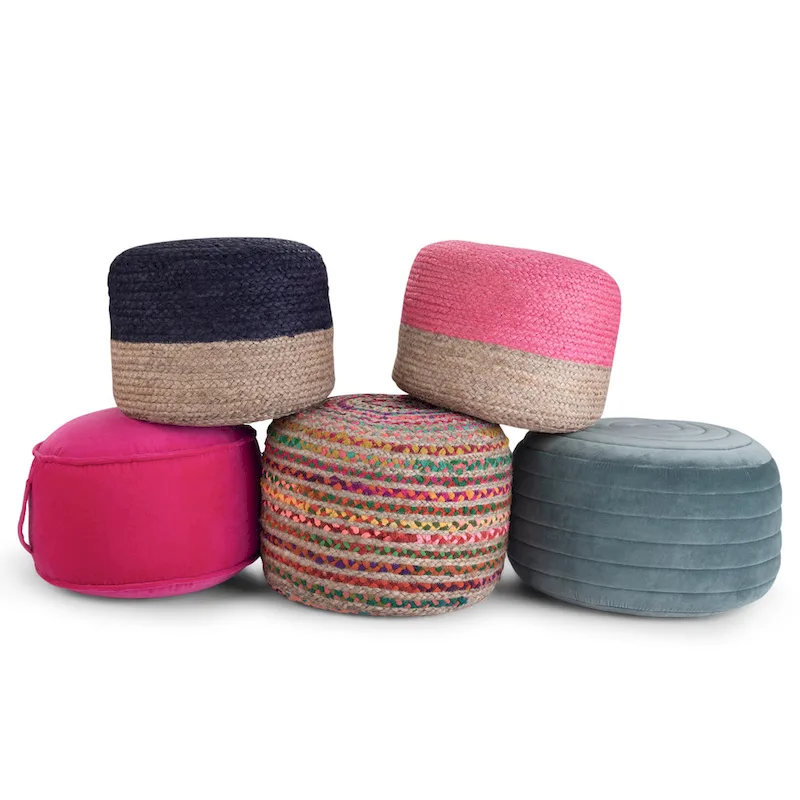 WYNDENHALL Mattise Boho Round Pouf in Braided Jute