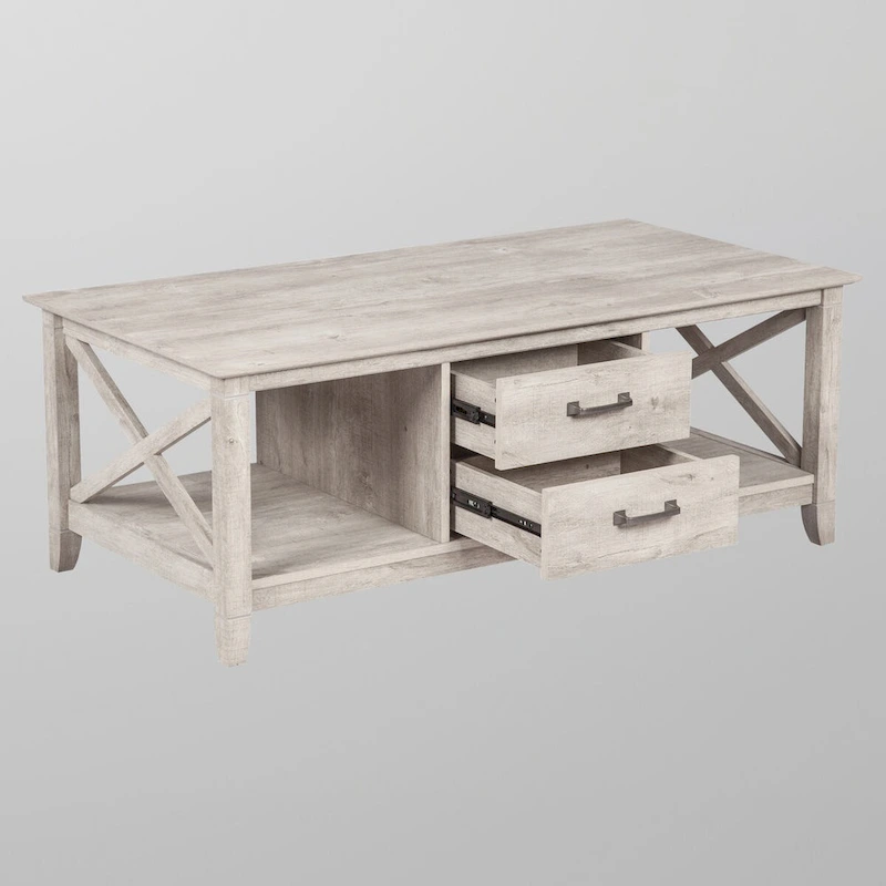 Saint Birch Honduras Washed Gray Coffee Table with 2-drawer