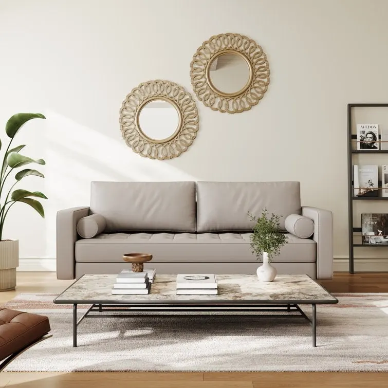 70-Inch Faux Leather Tufted Sofa