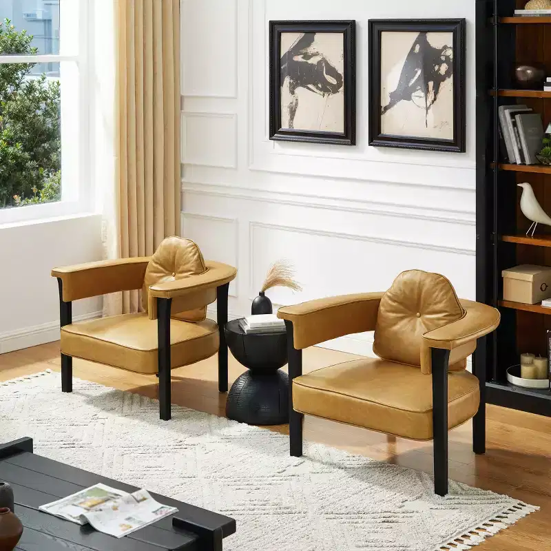 Art Leon Leather Chair with Ash Wood Frame