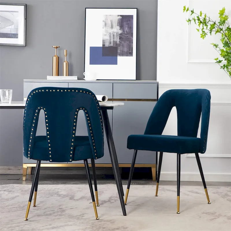 Clihome Set of 2 Contemporary Velvet Upholstered Dining Chair