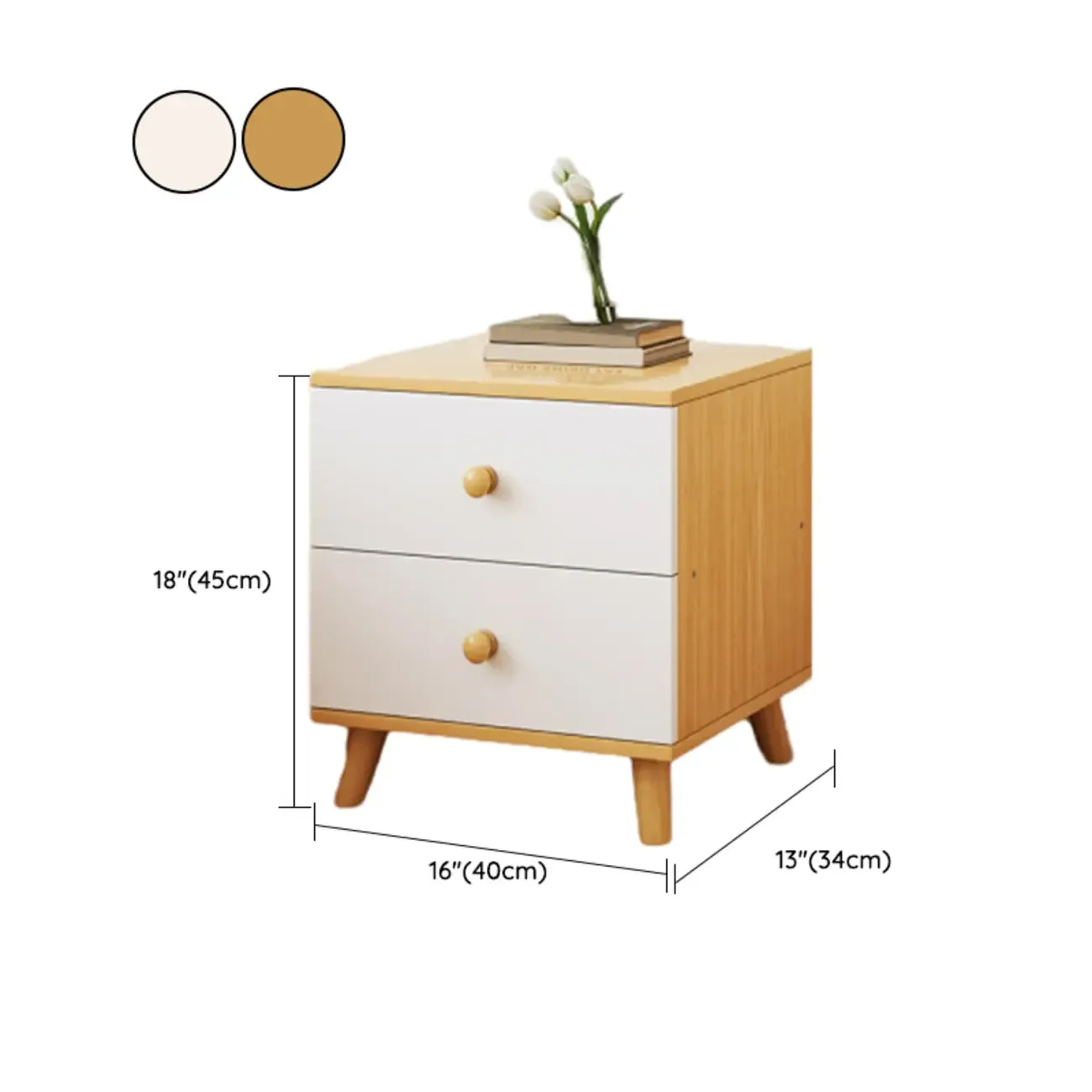 Modern Wooden Bedside Table with Dual Drawers