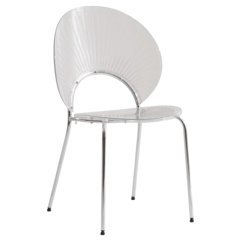 LeisureMod Opulent Plastic Dining Side Chair in Chrome Base