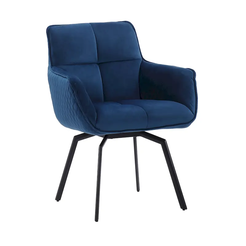Swivel Velvet Accent Chair with Metal Legs