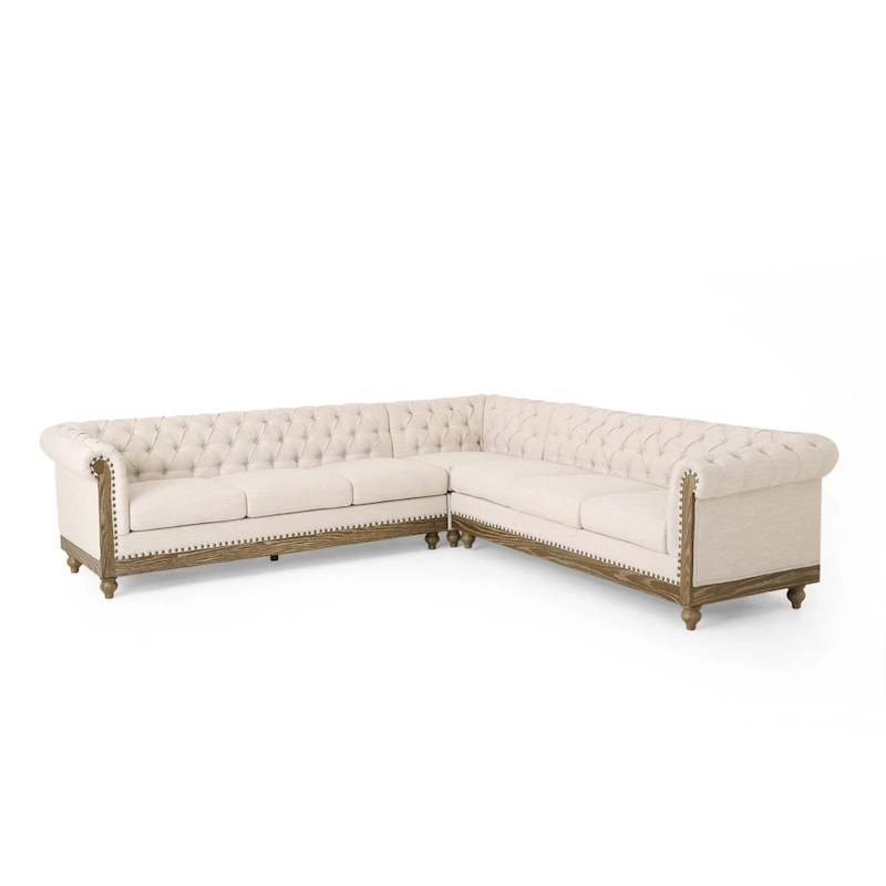 Castalia Chesterfield Tufted 7-seat Sectional Sofa by Christopher Knight Home - 114.00 L x 70.00 W x 31.50 H