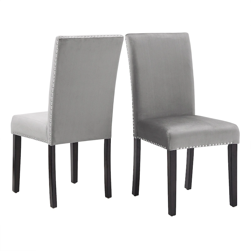 Balmforth Nailhead Velvet Upholstered Dining Chairs (Set of 2) by iNSPIRE Q Classic