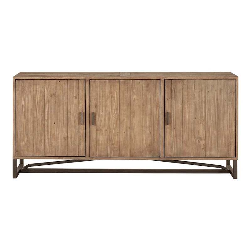 Reclaimed Pine Sideboard - Natural Wood - Metal Base - 68