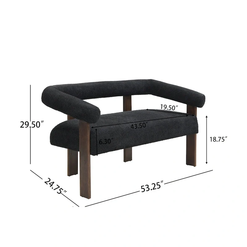Loft Round armrest loveseat Rubber Wood
