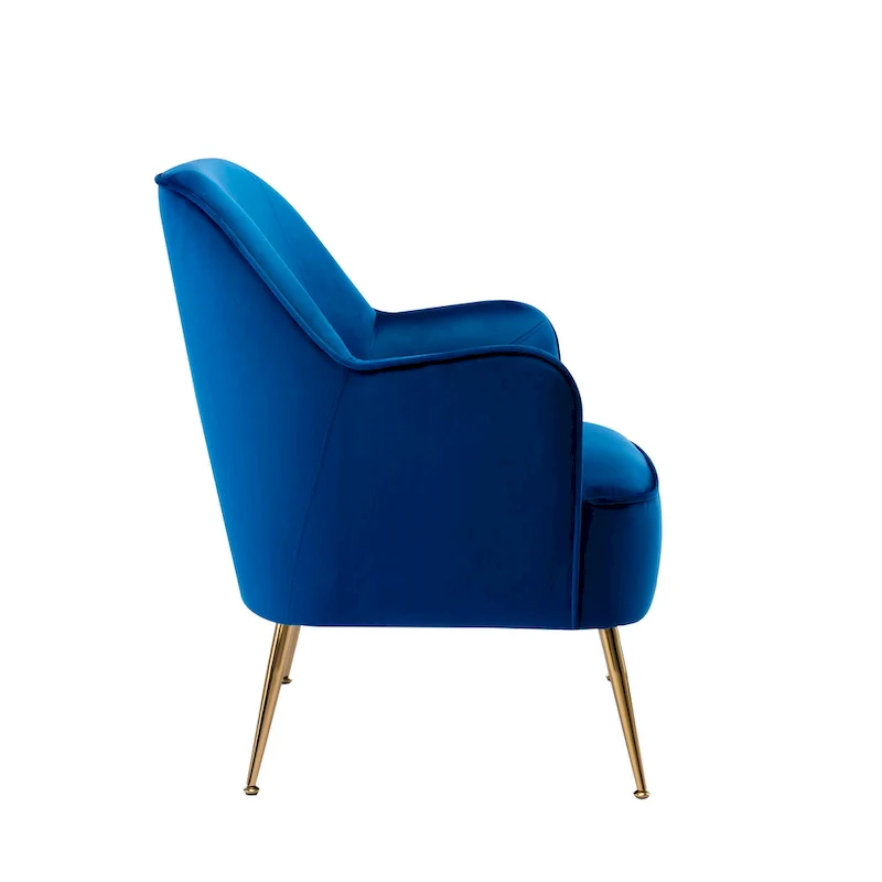 Velvet Upholstered Accent Chair with Gold Chrome Legs