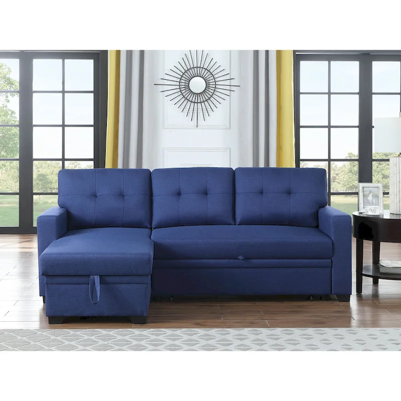 Upholstered Pull out Sectional Sofa with Chaise