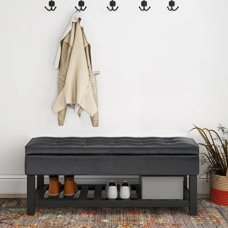 WYNDENHALL Essex 44 inch Wide Transitional Rectangle Ottoman Bench