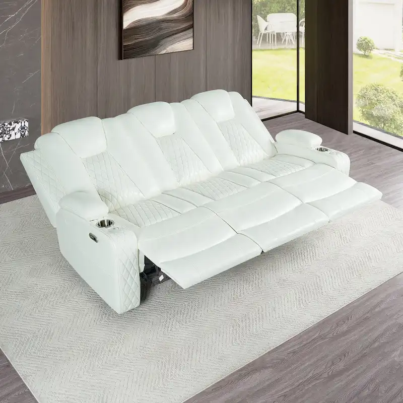 Premium Air Leather Home Theater Loveseat with LED Lights, Recliner with Built-in Speakers & Wireless Charging