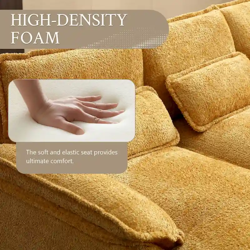 Chenille Upholstered U-Shaped Living Room Sectional Sofa With Wooden Legs