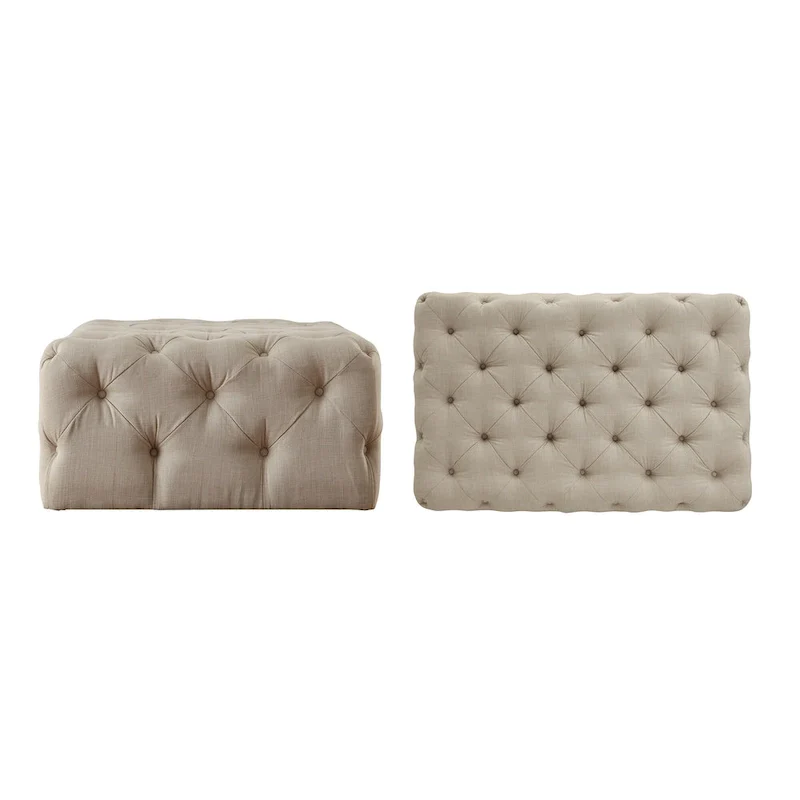 Tufted Rectangular Ottoman with Casters