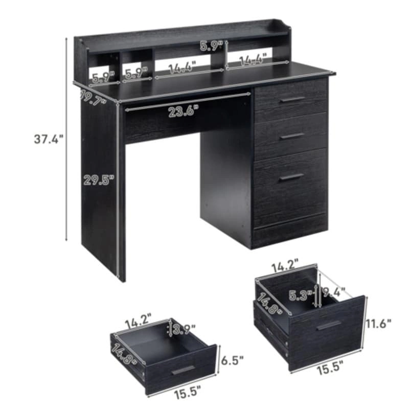 Three-drawers Wood Grain Particleboard Computer Desk