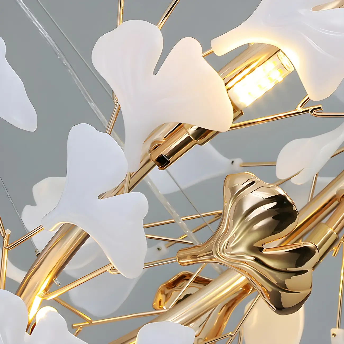 Adjustable Modern White 8-Light Leaf Island Light