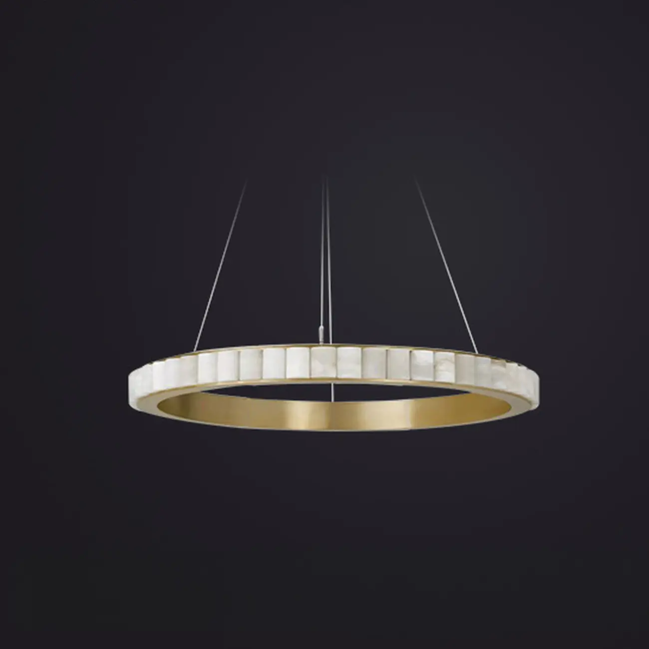 Circular 2-layer Modern Alabaster Steel Pendant Chandelier