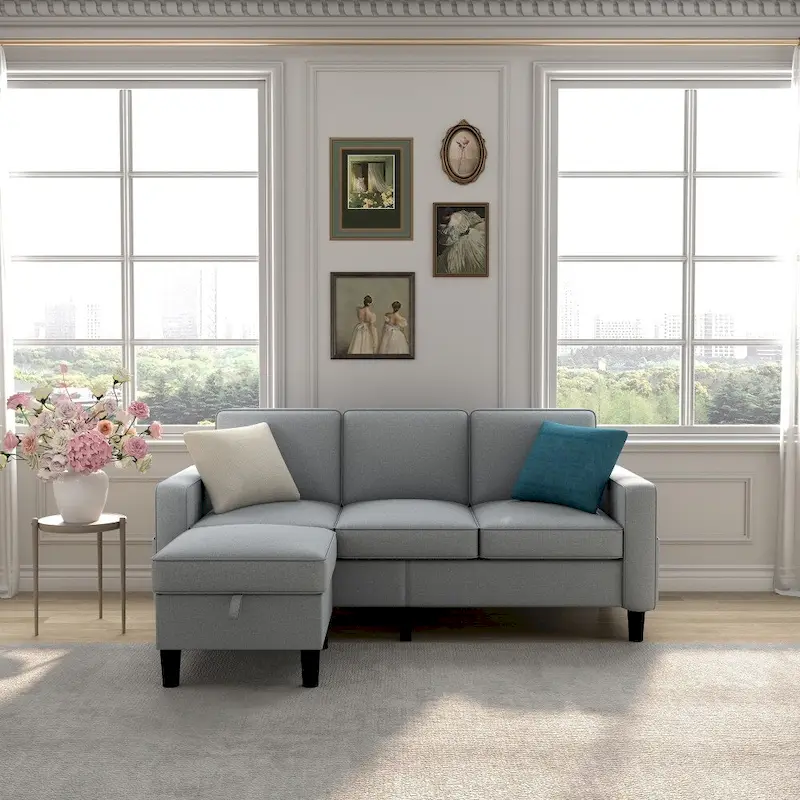 L-shaped design Sofa 3 Seater with Storage Box for the Chaise