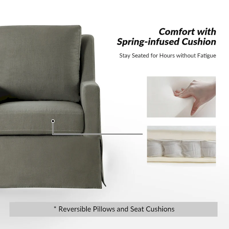 Stan Farmhouse Slipcover Rocking Swivel Chair Set of 2 by HULALA HOME