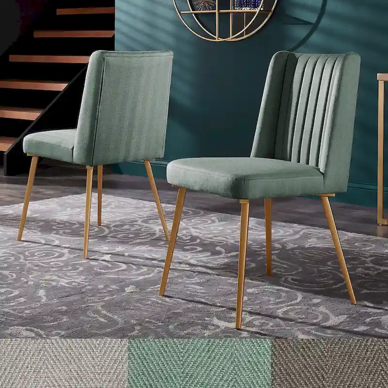 Gold Finish Fabric Dining Chair (Set of 2)
