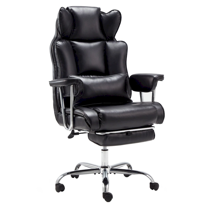 Big and Tall Leather Office Chair with Foot Rest with Adjustable Back for People up to 400 lbs