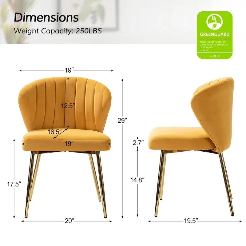 Modern Glam Upholstered Tufted Back Side Accent Dining Chair with Small Base