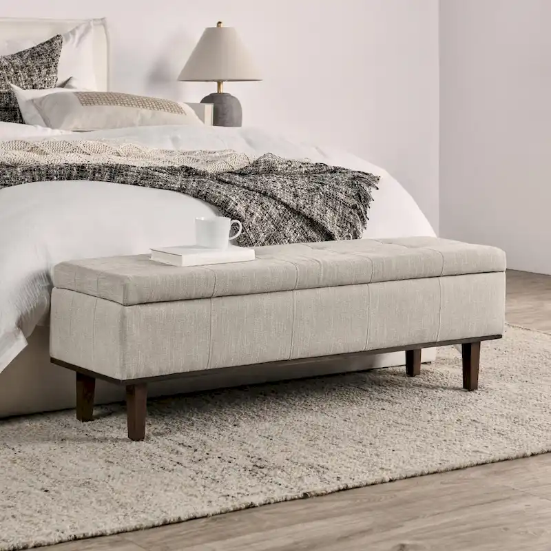 Louise Tufted Storage Bench, Light Beige 54 By Kosas Home