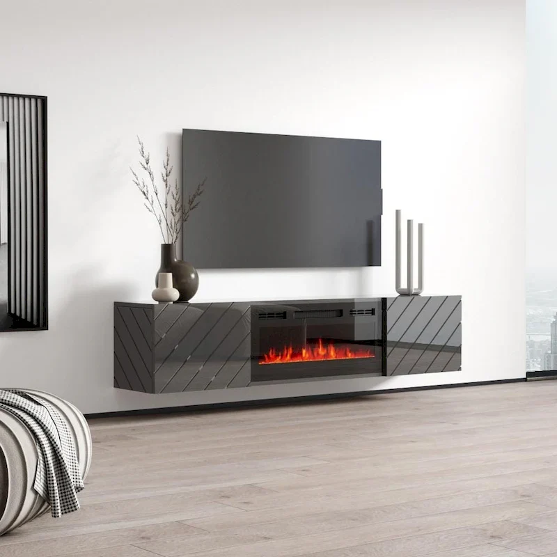 Luxe EF Wall Mounted Electric Fireplace Modern 72 TV Stand