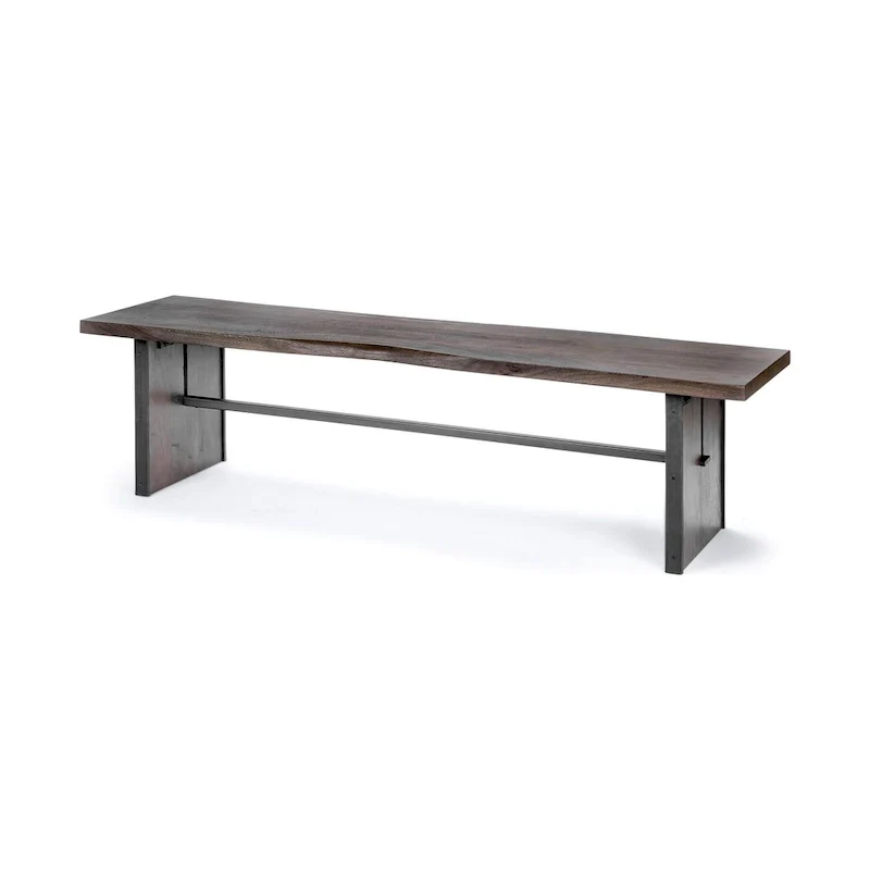 Brown Solid Wood Live-Edge Dining Bench — W70 x D17 x H18