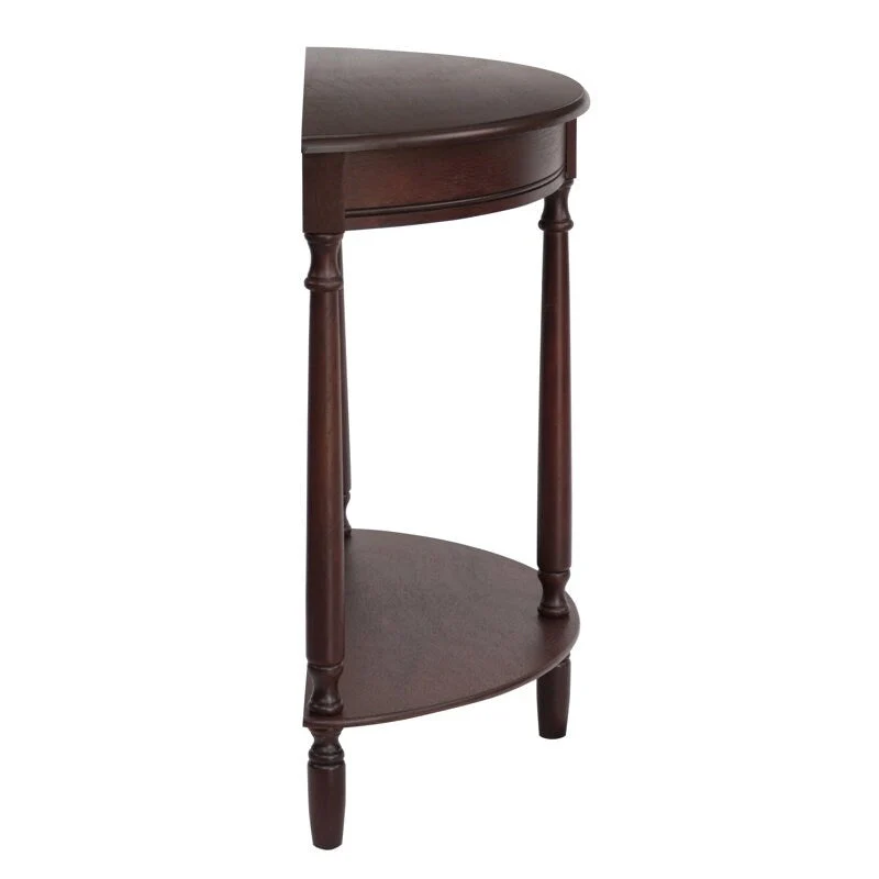 Simplify Half Round Accent Table, Walnut, 28.25w 11.8d 28.25h