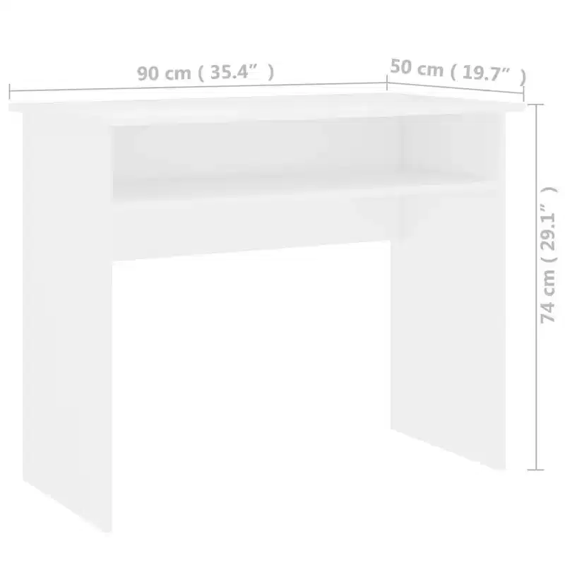 vidaXL Desk White Engineered Wood Small Desk Rectangular Modern