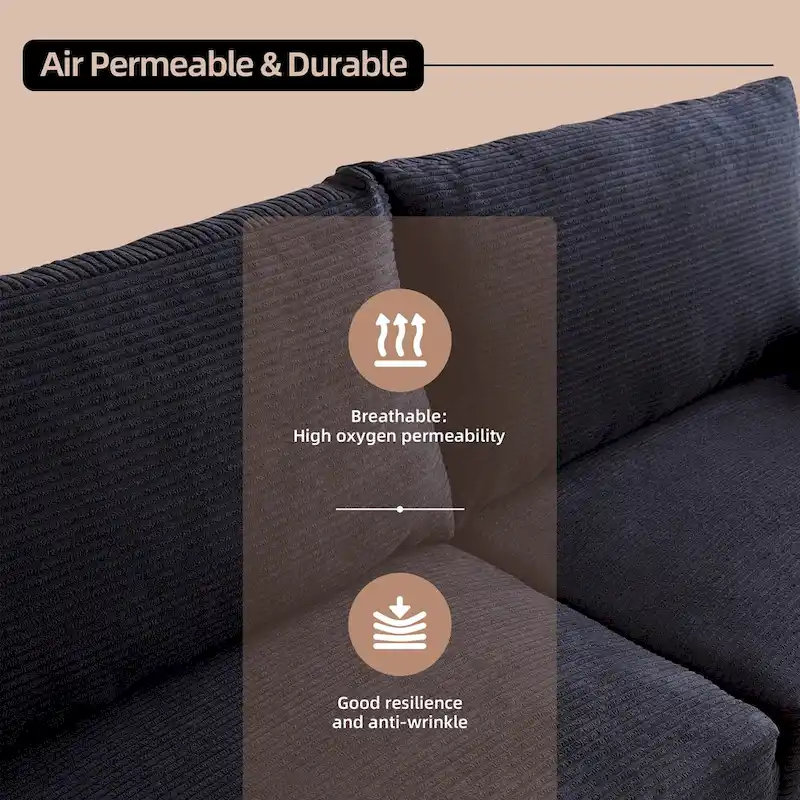 HOOOWOOO Mid-Century Modern Upholstered Sofa Couch with Rolled Pillows