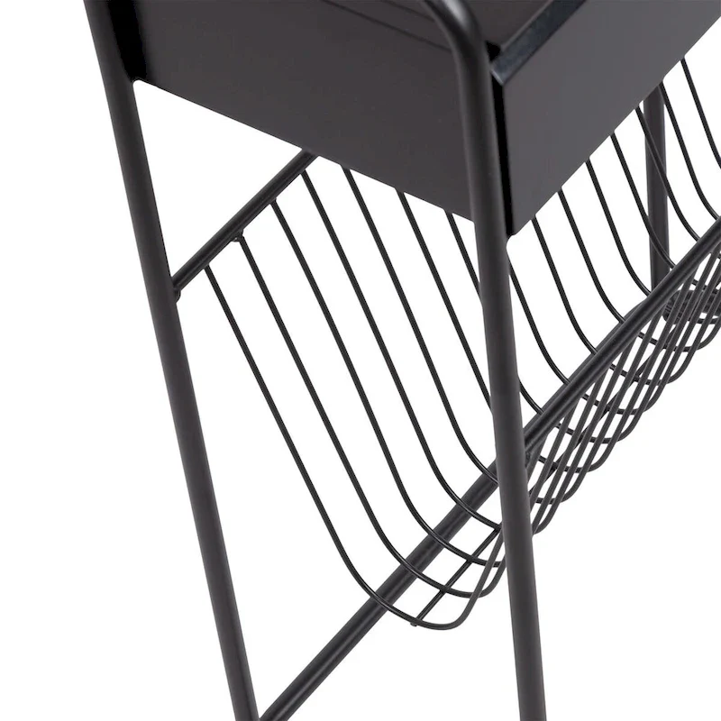 Black Metal Narrow Side Table - 19x9x26 Single User