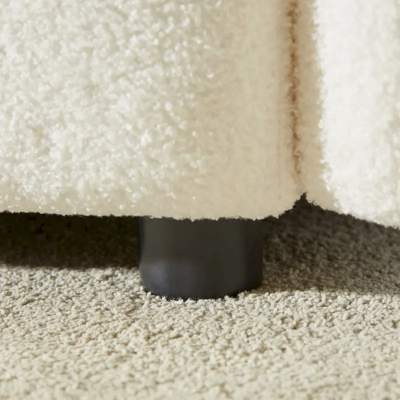 2-Pieces 6-Seat Teddy Fabric Sectional Sofa Set (3+3) with Wooden Frame & 6 Pillows