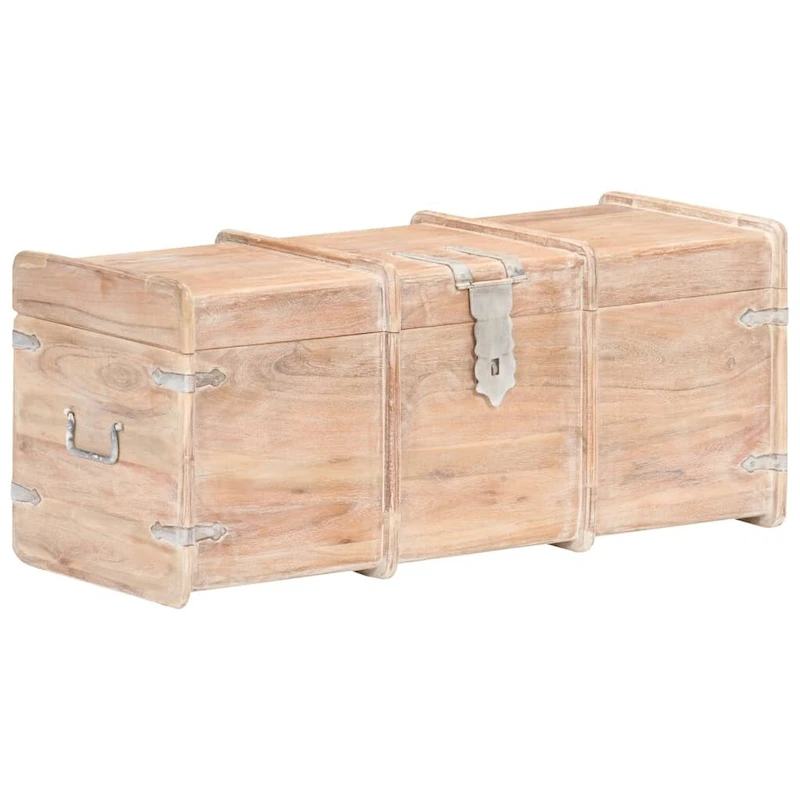 vidaXL Storage Chest Storage Trunk with Latch for Bedroom Solid Wood Acacia - 35.4 x15.7 x15.7  (W x D x H)