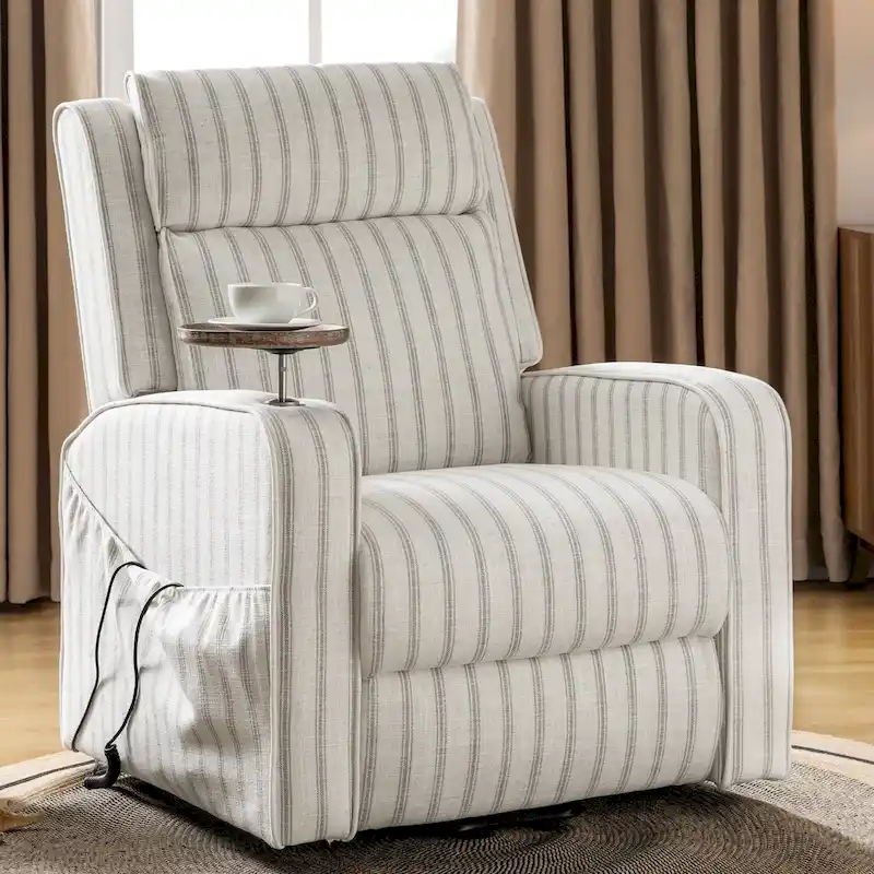 Darrell Modern Lift Assist Massage and Heating Power Recliner with Charing and Soild Wood Tray by HULALA HOME