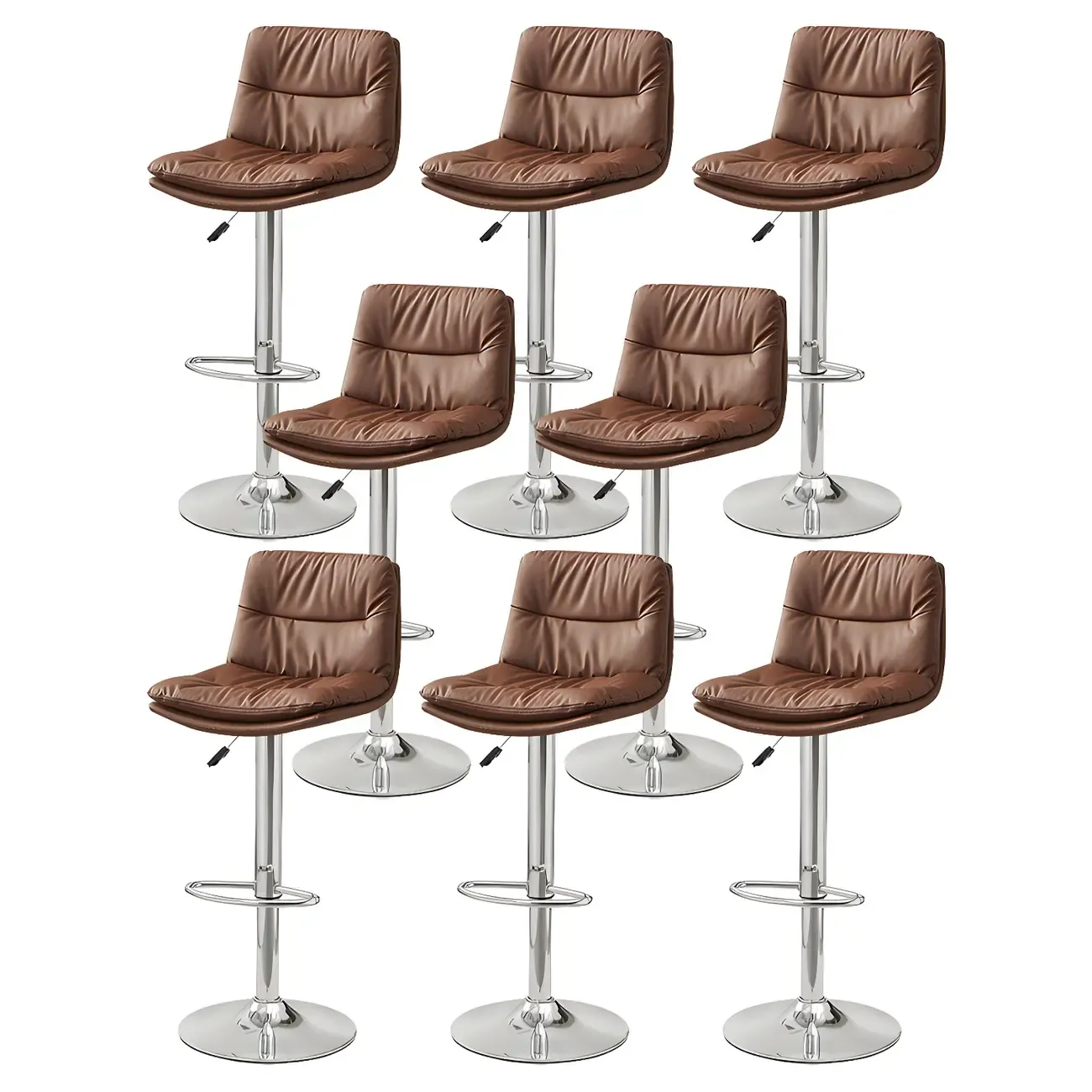 Modern Leather Saddle Swivel Adjustable Bar Stool